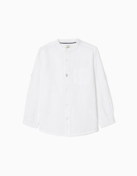 Shirt with Mandarin Collar for Boys 'B&S', White