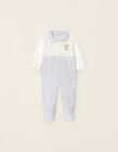 Velour Sleepsuit for Baby Boys 'Bear', Grey/White