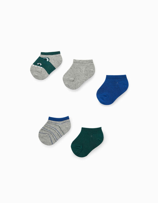 5 Pairs of Ankle Socks for Baby Boys 'Croc', Multicoloured