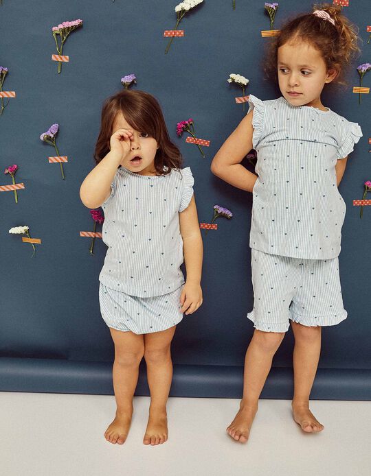 Pyjamas for Baby Girls 'Stripes & Hearts', Blue/White