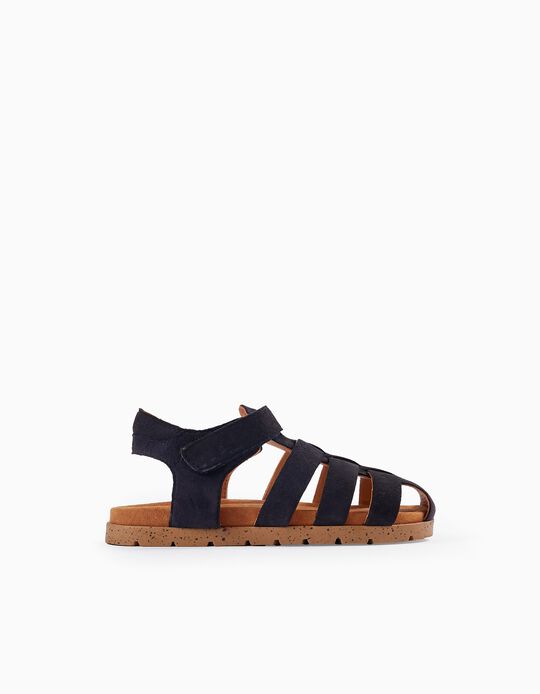 Buy Online Leather Strappy Sandals for Boys, Dark Blue