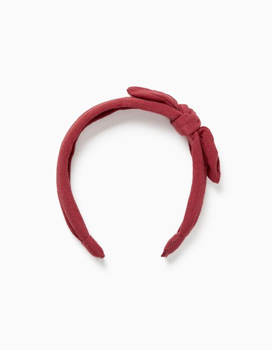 Fabric Alice Band with Bow for Girls, Burgundy