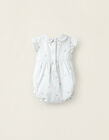 Buy Online Cotton Jumpsuit with Ruffles for Newborn Girls 'Floral', White/Green