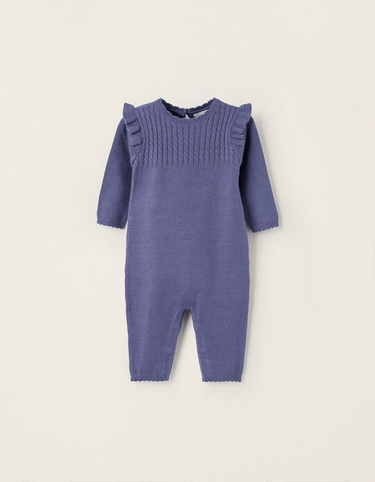 Knitted Bodysuit for Newborn Girls, Dark Blue