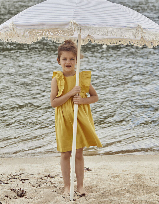 Cotton and Linen Dress for Girls, Yellow