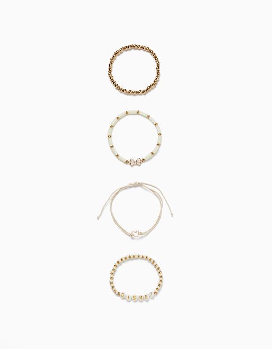 Set of Bracelets for Babies and Girls 'Minnie', Beige/Golden