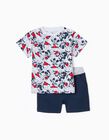 T-Shirt + Shorts for Baby Boys 'Mickey', White/Blue