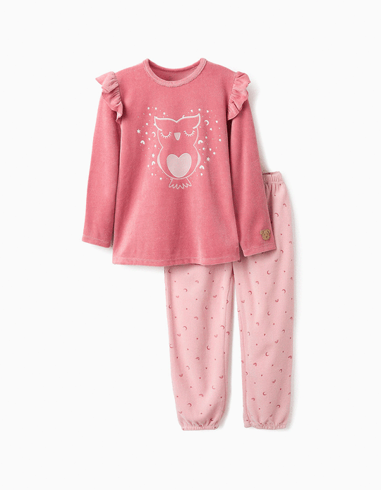 Comprar Online Pijama de Veludo Brilha no Escuro para Menina 'Coruja', Rosa