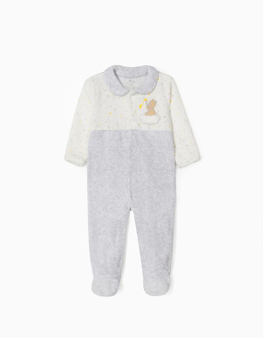 Velour Sleepsuit for Baby Boys 'Bear', Grey/White