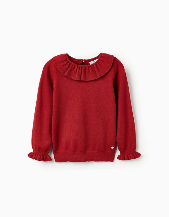 Comprar Online Camisola de Malha com Folhos para Menina, Vermelho
