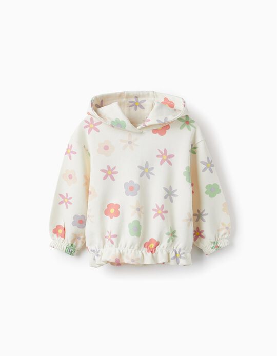 Comprar Online Camisola com Capuz para Bebé Menina 'Floral', Branco