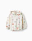 Hooded Jumper for Baby Girls 'Floral', White