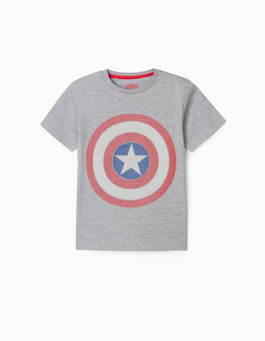 T-Shirt for Boys 'Captain America', Grey