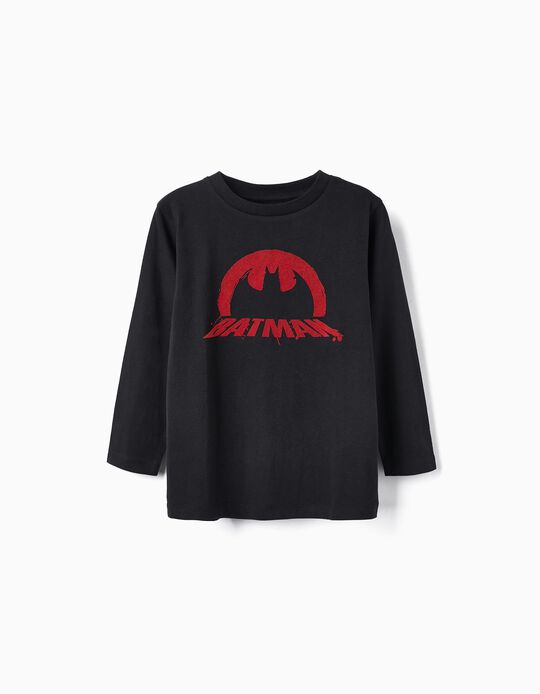 Camiseta de Manga Larga de Algodón para Niño 'Batman', Negro