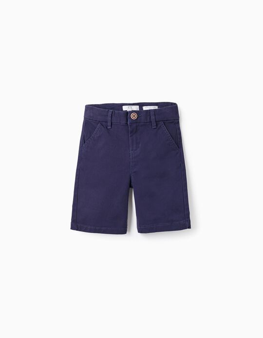 Cotton Twill Chino Shorts For Boys 'Midi', Dark Blue