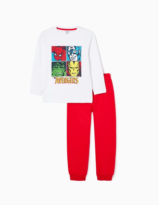 Pijama de Algodão para Menino 'Vingadores', Branco/Vermelho