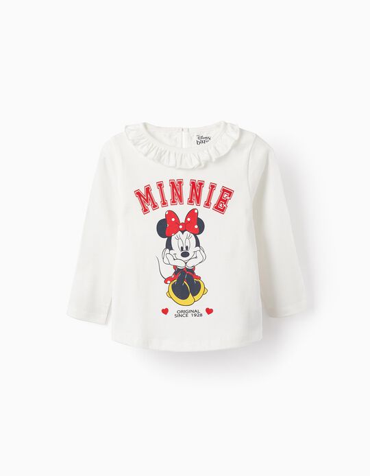 T-shirt de Algodão para Bebé Menina 'Minnie', Branco