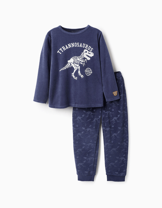 Comprar Online Pijama de Veludo Brilha no Escuro para Menino 'Dinossauros', Azul