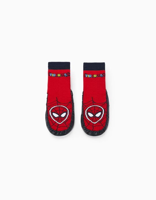 Non-Slip Slippers Socks for Boys 'Spider-Man', Red/Dark Blue