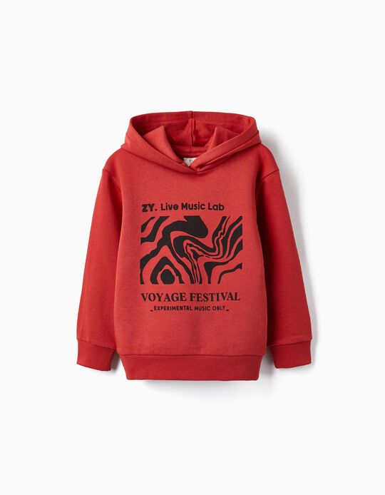 Hooded Sweatshirt for Boys 'Voyage Festival', Red