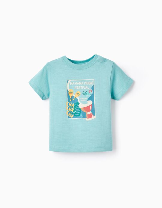 T-shirt de Algodão para Bebé Menino 'Havana', Azul