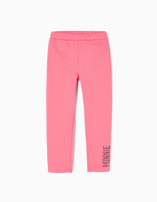 Brushed Cotton Leggings for Girls 'Minnie', Pink