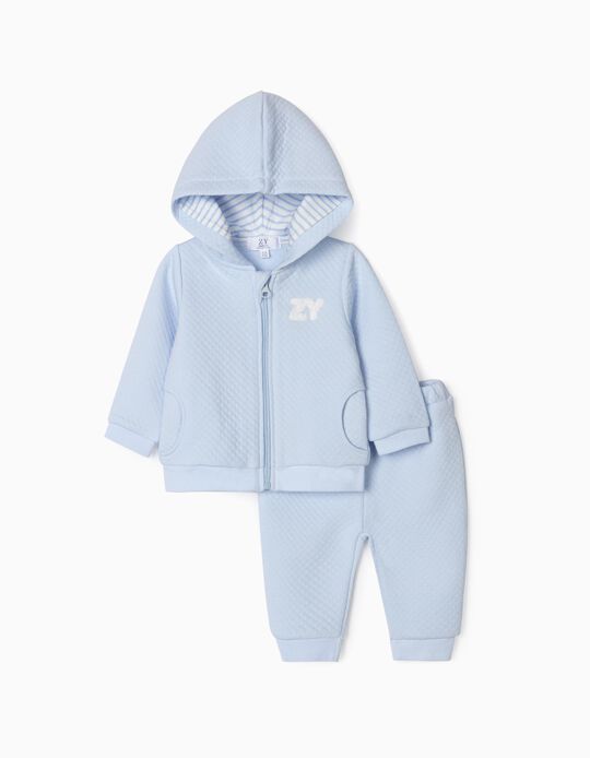 Textured Tracksuit for Newborn Baby Boys, Blue