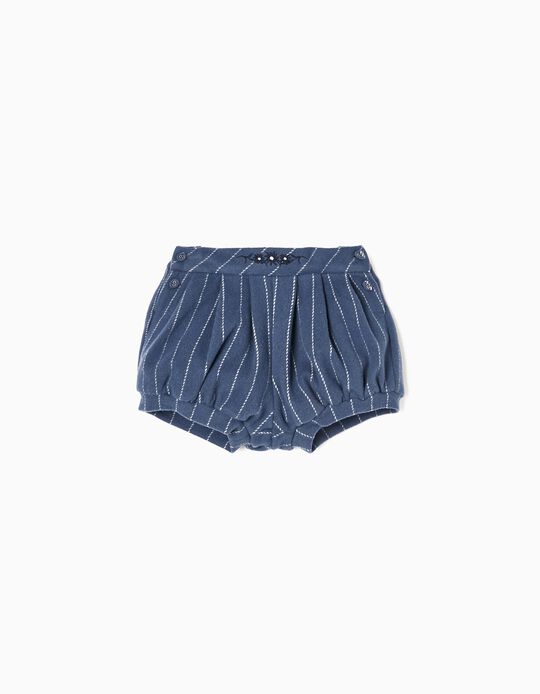 Striped Interlock Shorts  for Baby Girls, Blue