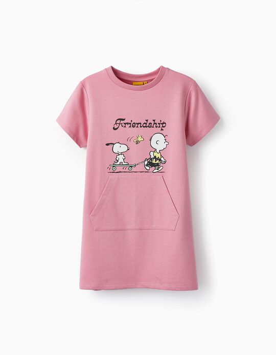 Vestido de Algodão para Menina 'Snoopy - Peanuts', Rosa