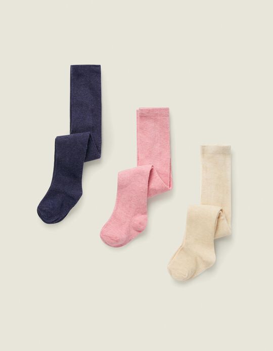 3-Pack Knit Tights for Newborn, Multicolour