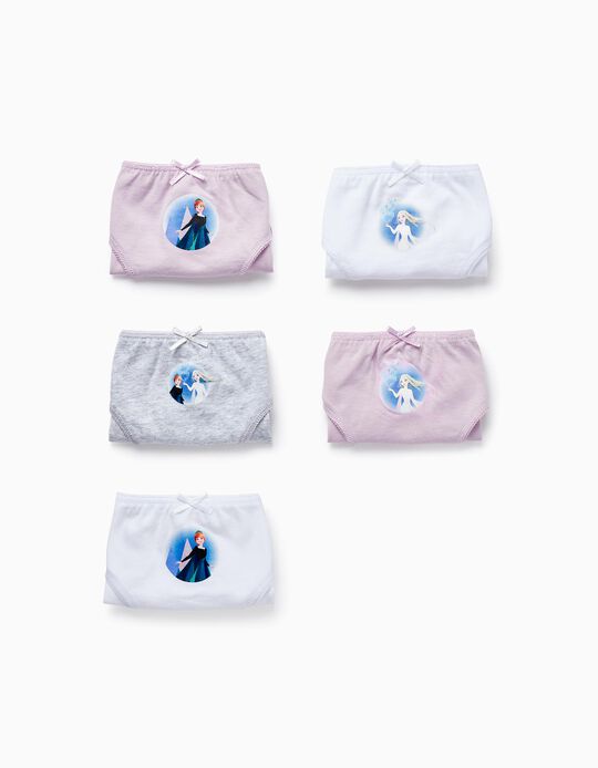 Pack of 5 Cotton Briefs for Girls 'Frozen II', Multicoloured