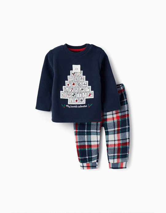 Pijama Polar para Bebé Menino 'Calendário de Advento', Azul-Escuro/Vermelho