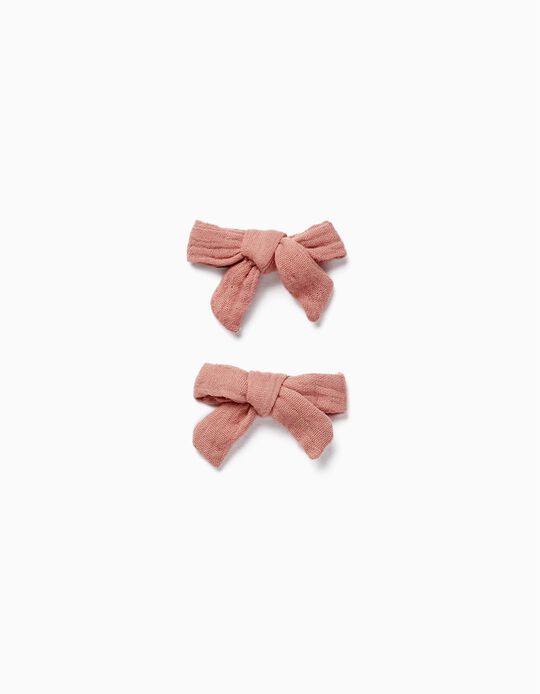 Pack of 2 Hair Clips with Bow for Baby and Girl, Pink
