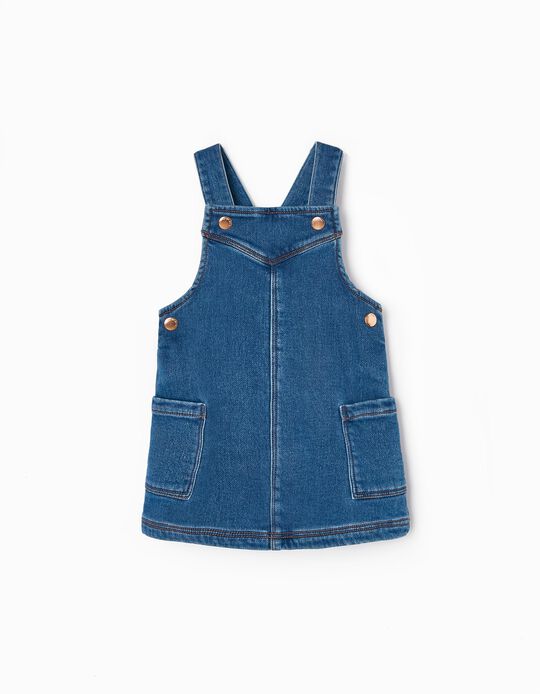 Brushed Pinafore Dress for Baby Girls, Blue
