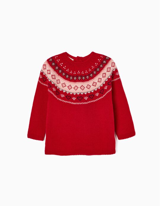 Jumper with Jacquard for Girls, Red