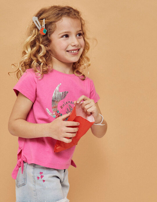 T-Shirt with Sequins for Girls, Pink