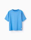 T-shirt em Jersey de Algodão para Menino, Azul