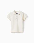 Short Sleeve Cotton Piqué Polo for Baby Boys 'B&S', Beige