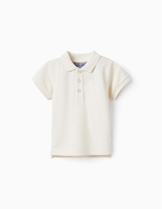Short Sleeve Cotton Piqué Polo for Baby Boys 'B&S', Beige