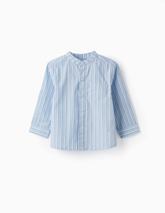 Comprar Online Camisa de Algodão às Riscas para Bebé Menino, Azul/Branco