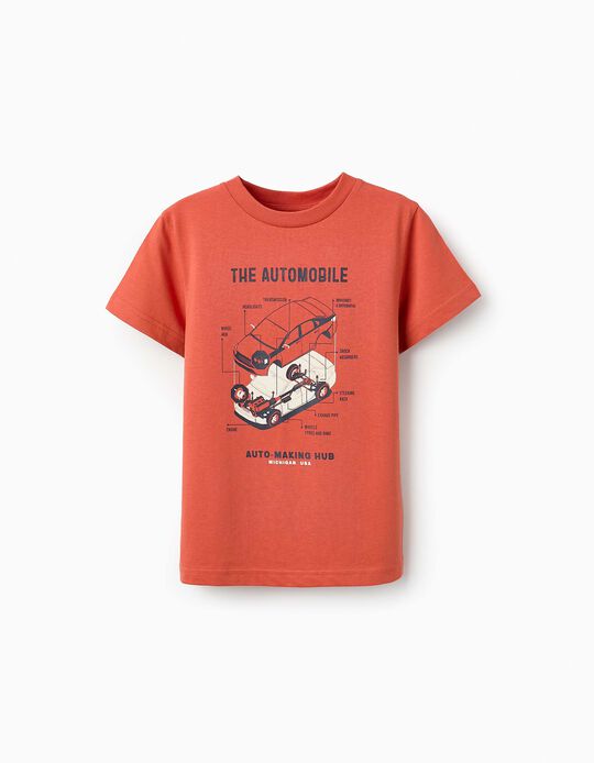 Comprar Online T-shirt de Algodão para Menino 'Carro', Laranja