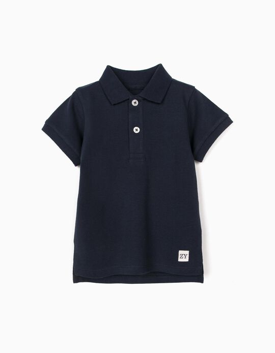 Short Sleeve Polo Shirt for Baby Boys, Dark Blue