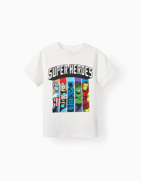 Camiseta de Algodón para Niño 'Avengers', Blanco
