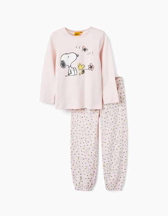 Pijama de Algodón para Niña 'Snoopy', Rosa Claro