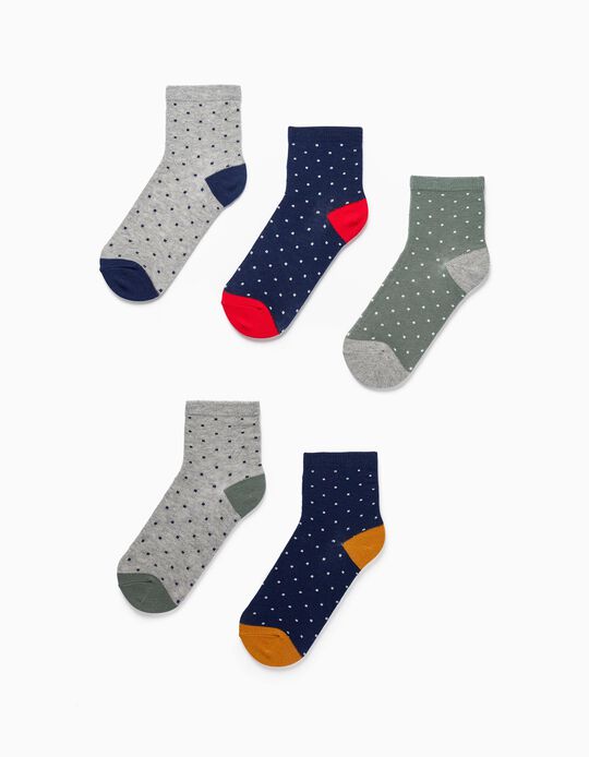 Pack of 5 Pairs of Polka Dot Socks for Boys, Multicolor