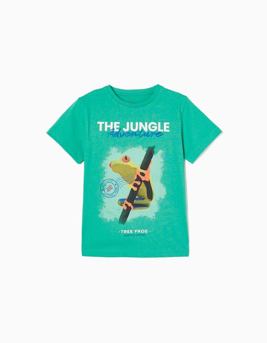 T-shirt de Algodão para Menino 'Jungle', Verde