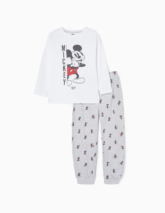 Pijama de Algodón para Niño 'Mickey', Blanco/Gris