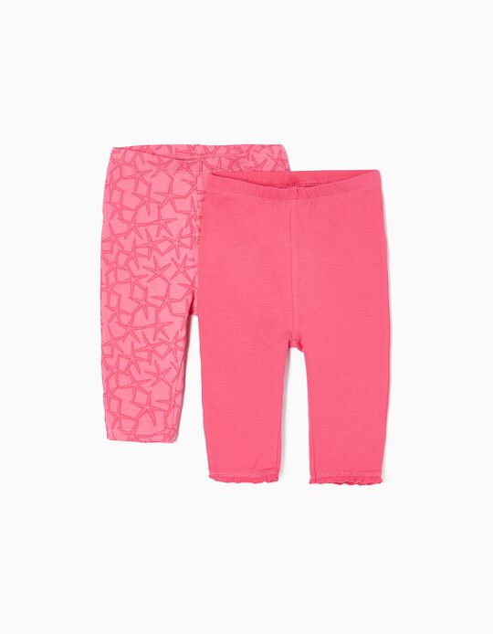 2 Pack Leggings for Baby Girls 'Starfishs', Pink