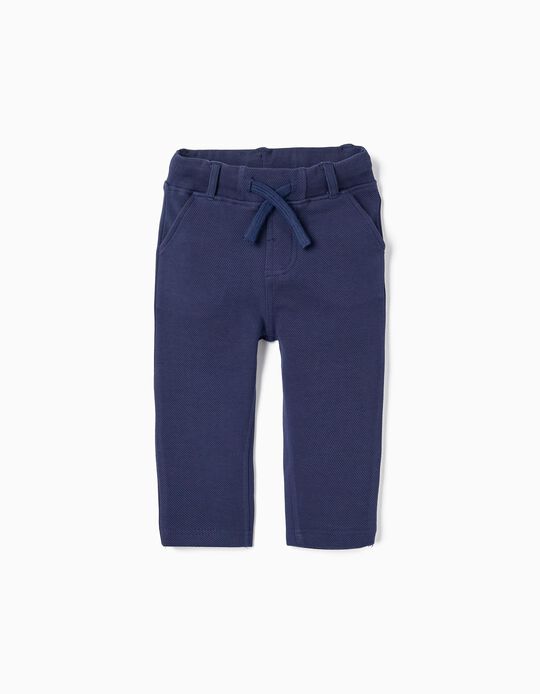 Pantalon de sport en interlock pour bébé garçon, Bleu Foncé