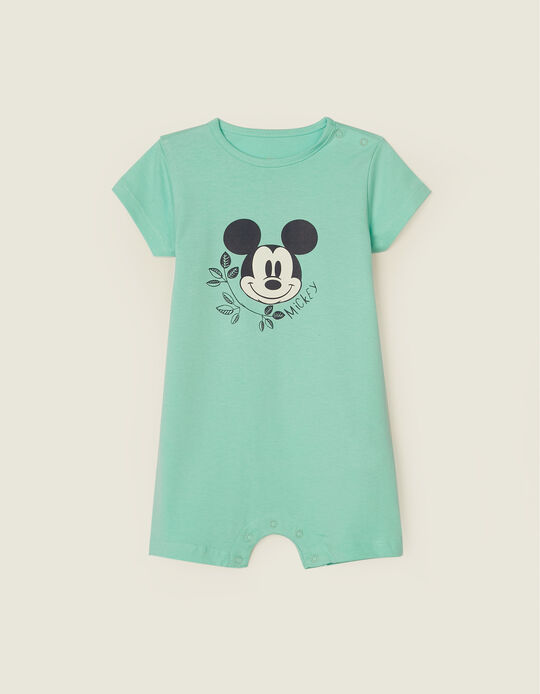 Romper Pyjamas for Baby Boys 'Nature Mickey', Aqua Green